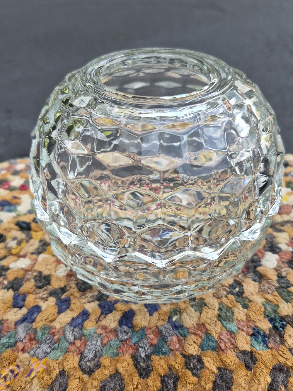 Vintage Clear Glass Diamond Point Fairy Lamp